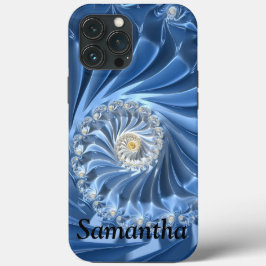 Chic Blue Abstrakt Fractal Art Girly Namn Gift