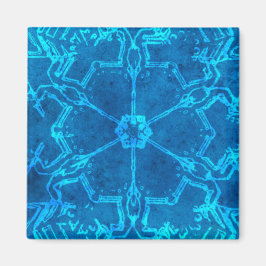 Chic Blue Abstrakt Snöflingor Magnet