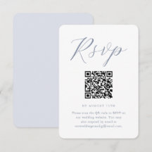 Chic Blue and White-Bröllop OSA med QR-kod
