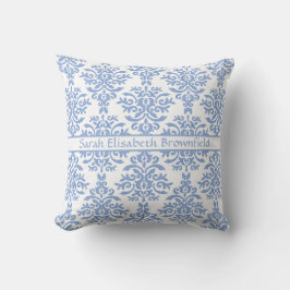 Chic Blue and White Damask Söt Mönster Kudde