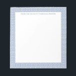 Chic Blue and White Grekiska Nyckel Dam Personlig Anteckningsblock<br><div class="desc">Elegant anteckningsblocket Grekiska Nyckel som du kan anpassa med din egen text, inklusive en namn. Du kan ändra färg i gräns (för närvarande en mellblått) genom att ändra sidans bakgrund färg. Om du vill göra de avancerade ändringarna klickar du på / trycker på för att anpassa texten ytterligare under den...</div>