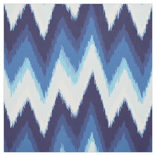Chic blue and white ikat tribal chevron mönster tyg (Provkarta)