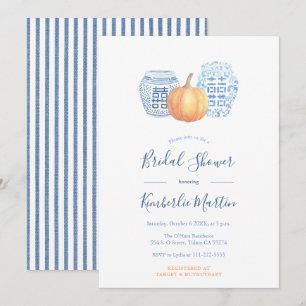 Chic Blue and White Pottery Pumpkins Möhippa Inbjudningar
