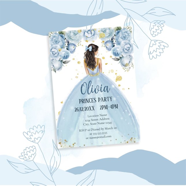 Chic Blue and White Quinceañera Inbjudningar (Skapare uppladdad)