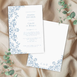 Chic Blue and White Wediting Middag Inbjudningar