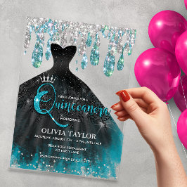 Chic Blue aqua crystal dricks Quinceanera