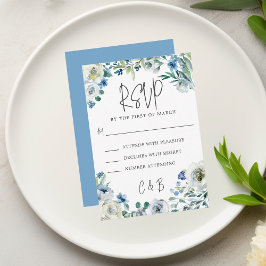 Chic Blue Blommigt Vår bröllop OSA Kort