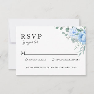 Chic Blue botanical food allergy osa bröllop Kort