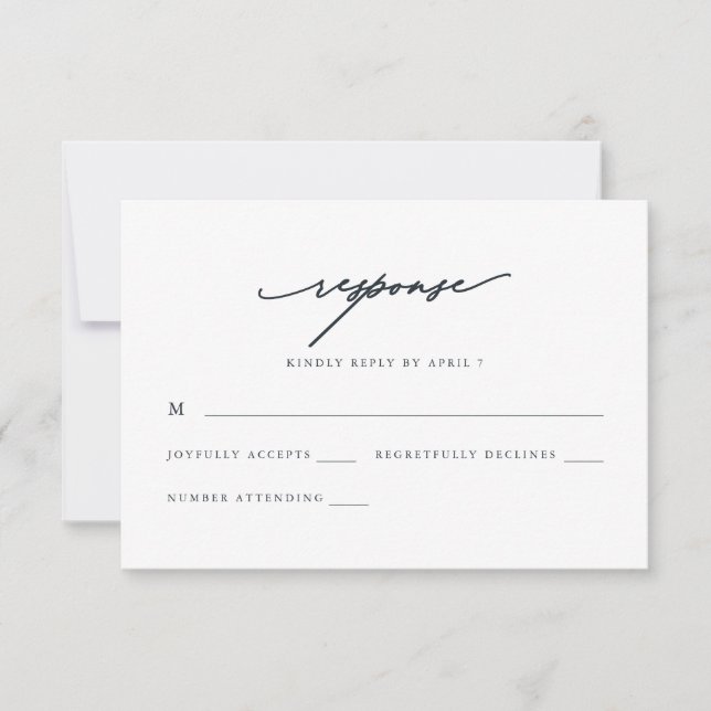 Chic Blue Calligraphy-Bröllop OSA Response Kort (Framsida)