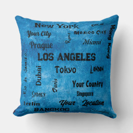 chic Blue denim Rustic mega-städer i världen Kudde