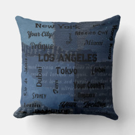 chic Blue denim Rustic mega-städer i världen Kudde