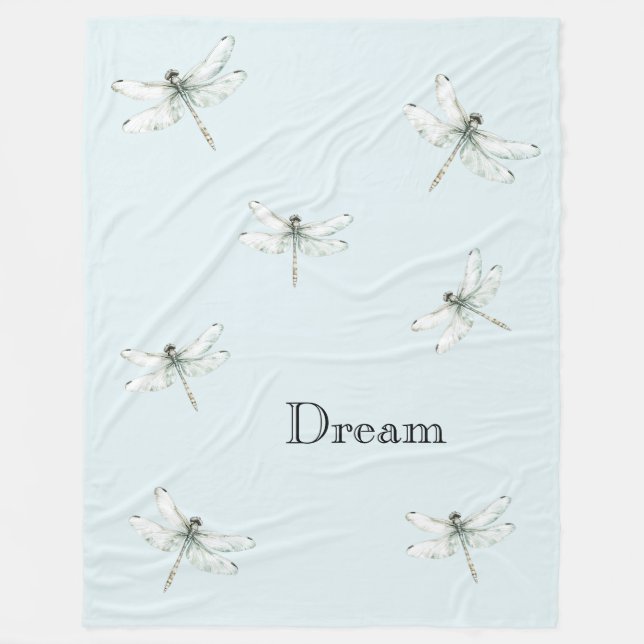 Chic Blue Dragonfly Dream Fleecefilt (Framsidan)