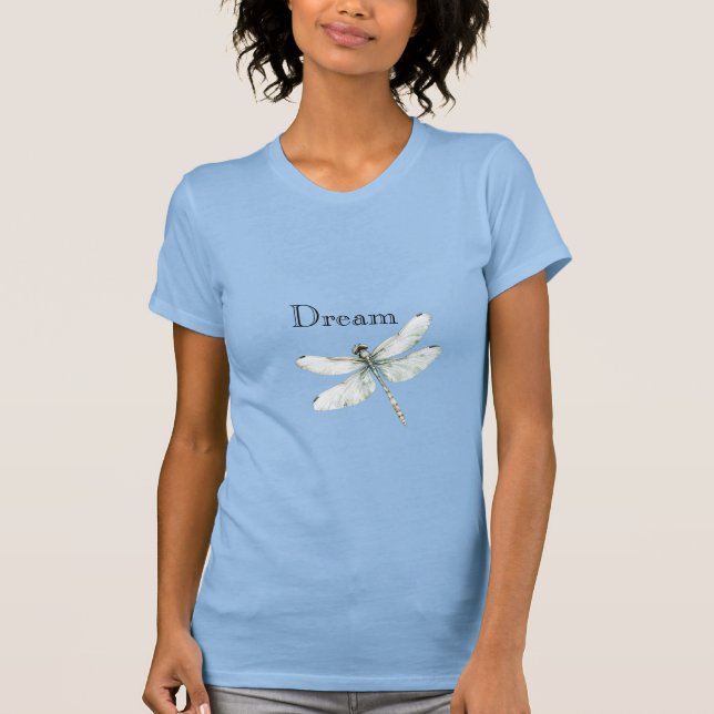 Chic Blue Dragonfly Dream T Shirt (Framsida)