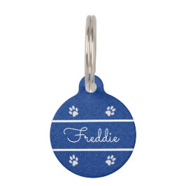 Chic Blue Faux Glitter Customized Cat Djurbricka