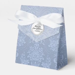 Chic Blue Fleur Damask Wedding Favor Gift box Presentaskar