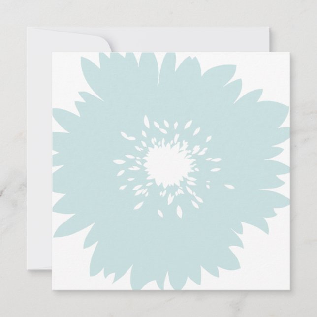 Chic Blue Flower Birthday Inbjudningar (Framsida)