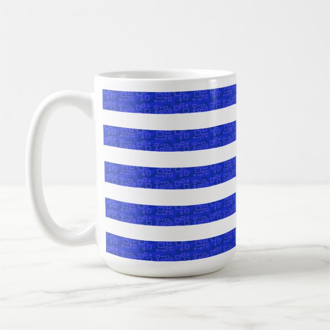 Chic Blue Geometric Rand Kaffemugg (Vänster)