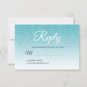 Chic Blue Glitter Ombre OSA Inbjudningar