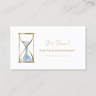 Chic Blue Glitz Hourglass Beauty Salon Möte Tidsbeställning Kort