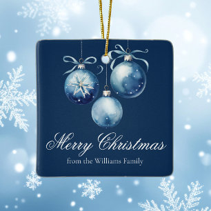 Chic Blue God jul 2025 Personlig Family Julgransprydnad Keramik