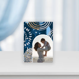Chic Blue God jul Photo med Message Julkort