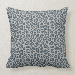 Chic Blue Grått Leopard Skriv ut Mönster Kudde