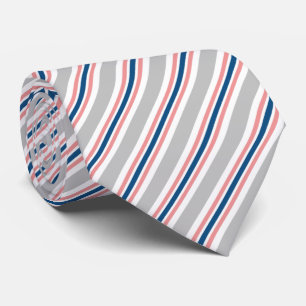 Chic Blue Grått Rosa White Rand Mönster Slips