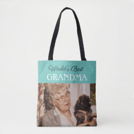 Chic Blue Grönt World's Best Grandma Anpassningsba Tygkasse