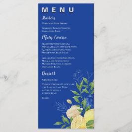 Chic Blue Gult Blommigt Lemon sommartid Bröllopsfe Meny