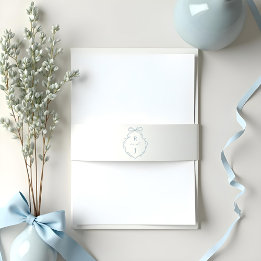 Chic Blue Hand plockade Bow & Ribbon Monogram Vape Band För Inbjudningskort