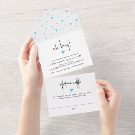 Chic Blue Heart Boy Shower and Diaper Raffle
