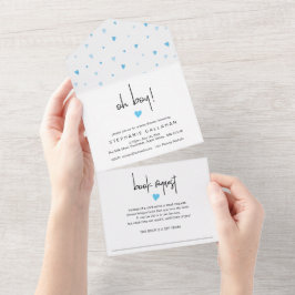 Chic Blue Heart Boy Shower och Bok Request