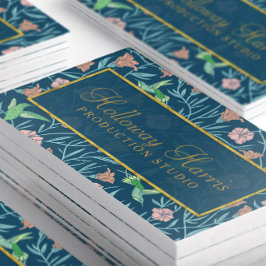 Chic Blue Hummingbird och Flowers Mönster Visitkort