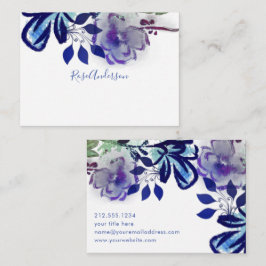 Chic Blue Lila Blommigt Typografi Anteckningskort