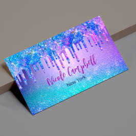 Chic blue lila ombre glitter dricks magnetiska visitkort
