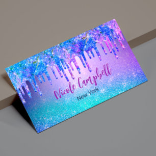Chic blue lila ombre glitter dricks magnetiska visitkort