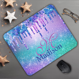 Chic blue lila ombre glitter dricks monogram musmatta
