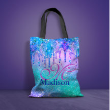 Chic blue lila ombre glitter dricks monogram