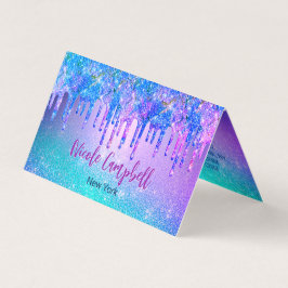 Chic blue lila ombre glitter dricks visitkort