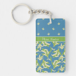 Chic Blue Lily-of-the-Valley Blommigt Keychain Nyckelring
