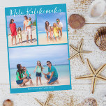 Chic Blue Mele Kalikimaka Photo Collage jul Julkort<br><div class="desc">Chicens blå anpassade-strand-familjens fotokollage Julkort med dina favorittropiska foton i sol. Lägg till 3 av dina favoritminnen från din ö-semester till kusten. Vackra kustnära helgdagskort med en ren,  modern fotograflayout och ett söt vitt skript.</div>