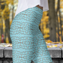 Chic Blue Mirrored Helix Mönster Leggings