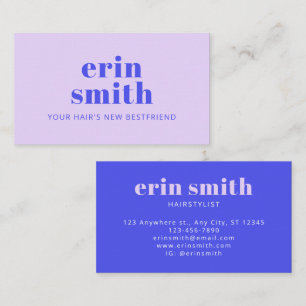 Chic Blue Modern Hairstylist Visitkort