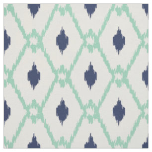 Chic blue mynta ikat tribal diamant mönster tyg