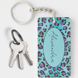 Chic Blue och Lila Leopard Skriv ut Monogram