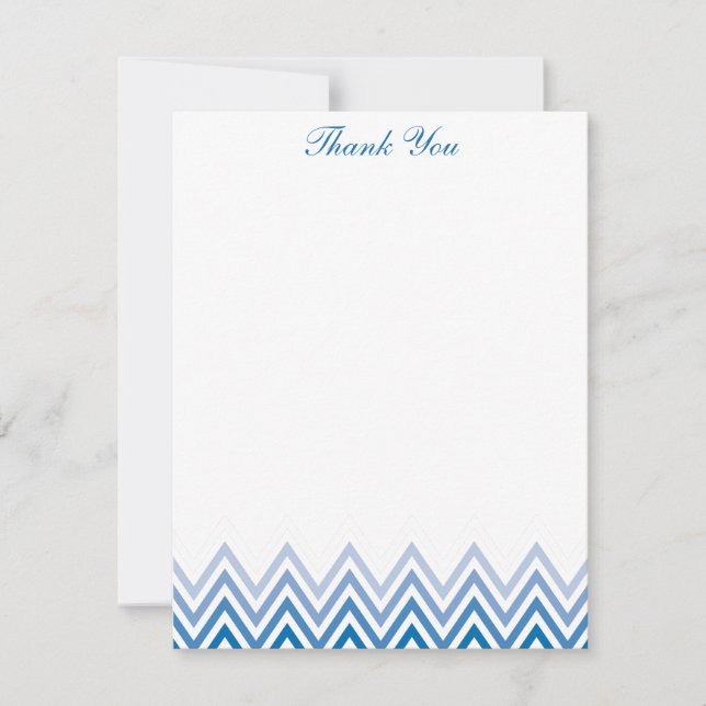 Chic Blue Ombre Chevrons Note-kort Inbjudningar (Framsida)