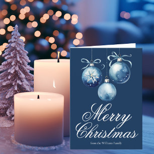 Chic Blue Ornaments Personlig God jul Helgkort