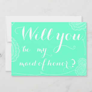 Chic Blue Paisley blir min Maid of honor Inbjudningar