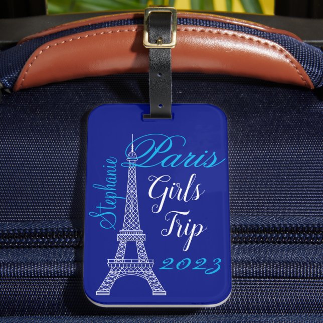 Chic Blue Paris Eiffel Torn Girls Resa Bagagebricka (Framsida Insitu 2)