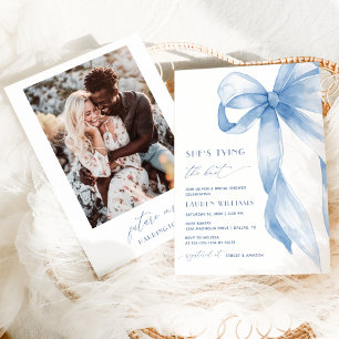 Chic Blue Photo Gifter sig Photo Möhippa Inbjudningar